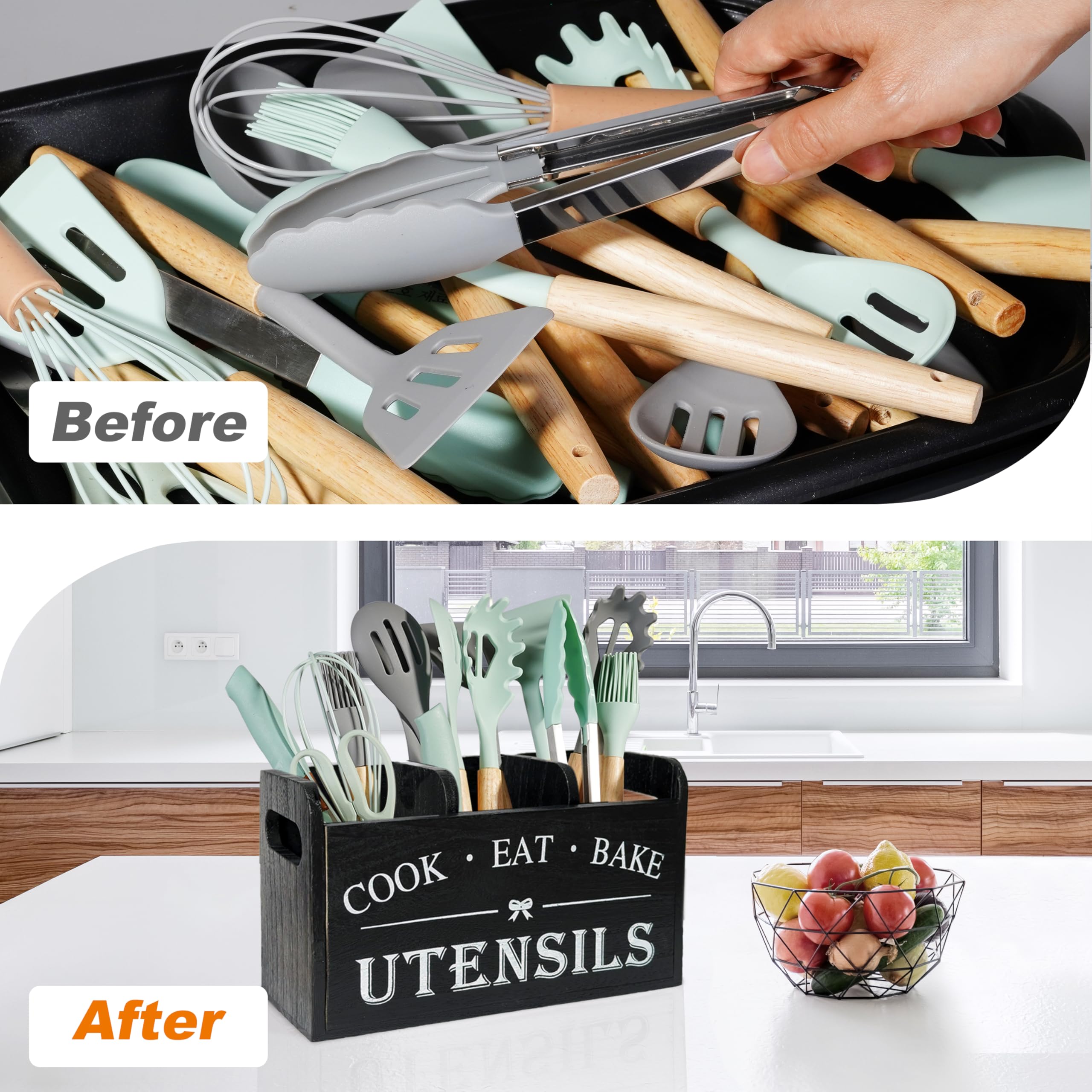 Atooge acabado madera negro, estilo granero para la cocina.