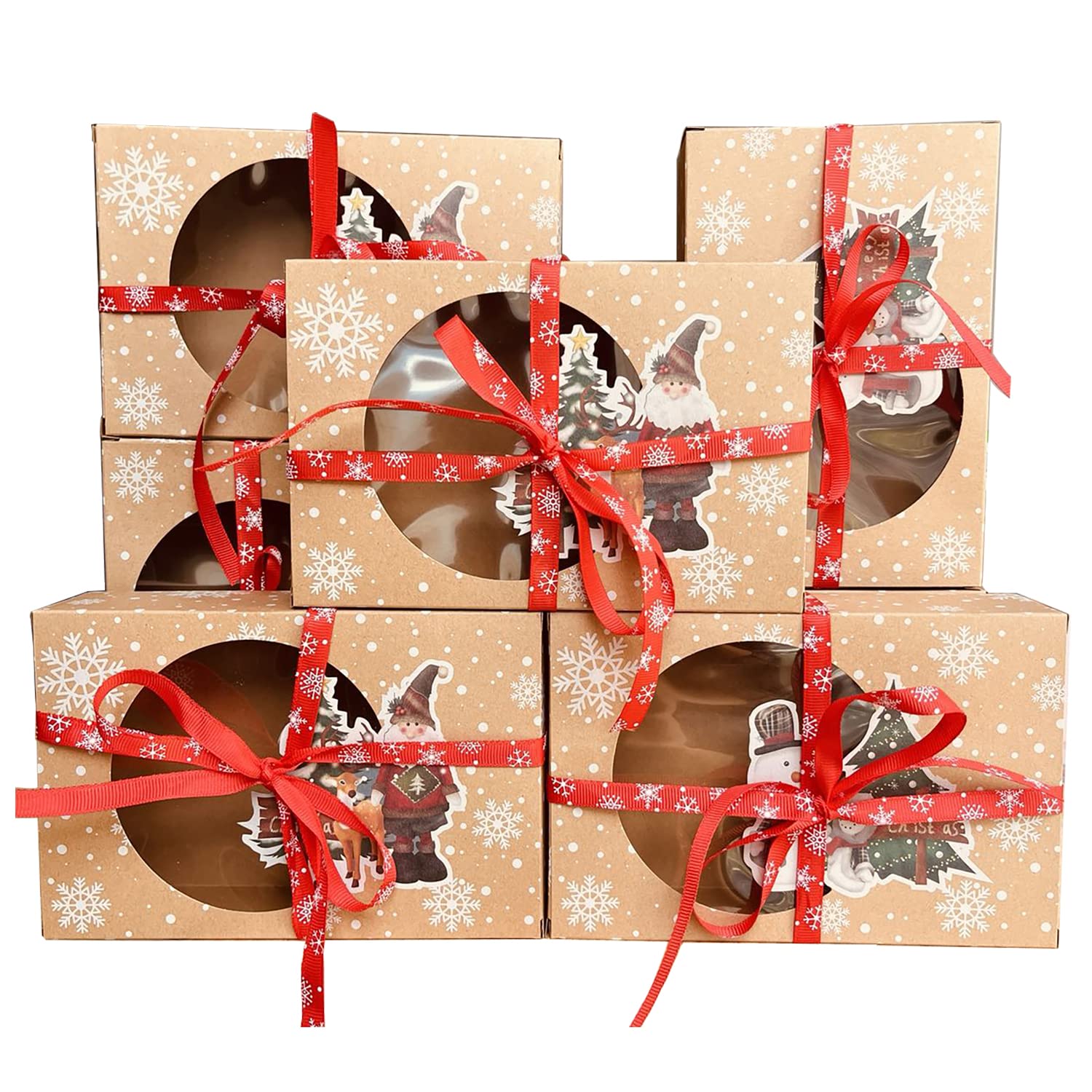 Caja Atpxdk galletas navideñas con ventana para exhibir dulces festivos