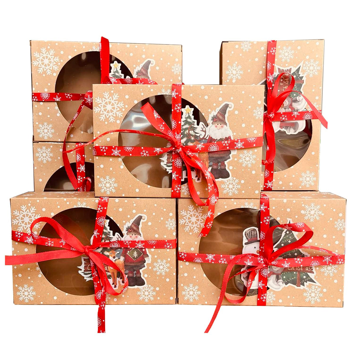 Caja Atpxdk galletas navideñas con ventana para exhibir dulces festivos