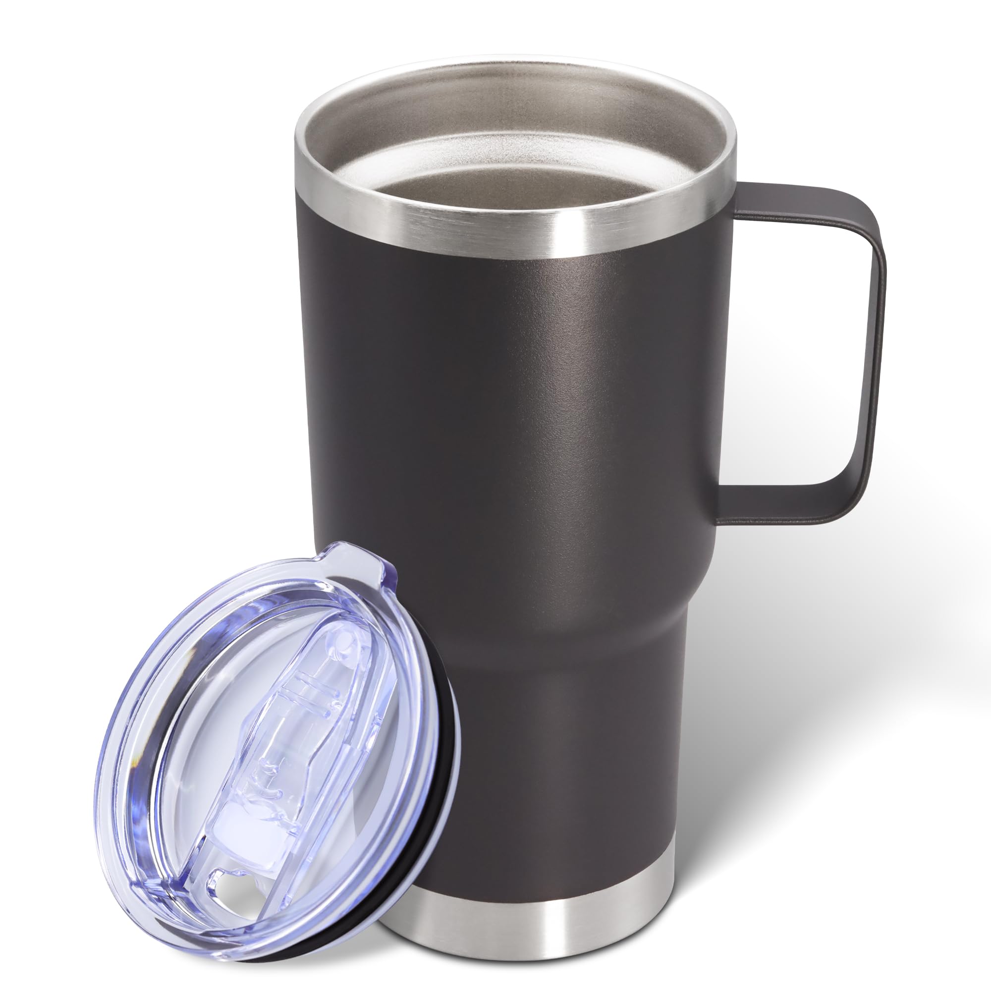 ATQTQ Vaso 20 onzas con asa y tapa, diseño cómodo para viaje diario.
