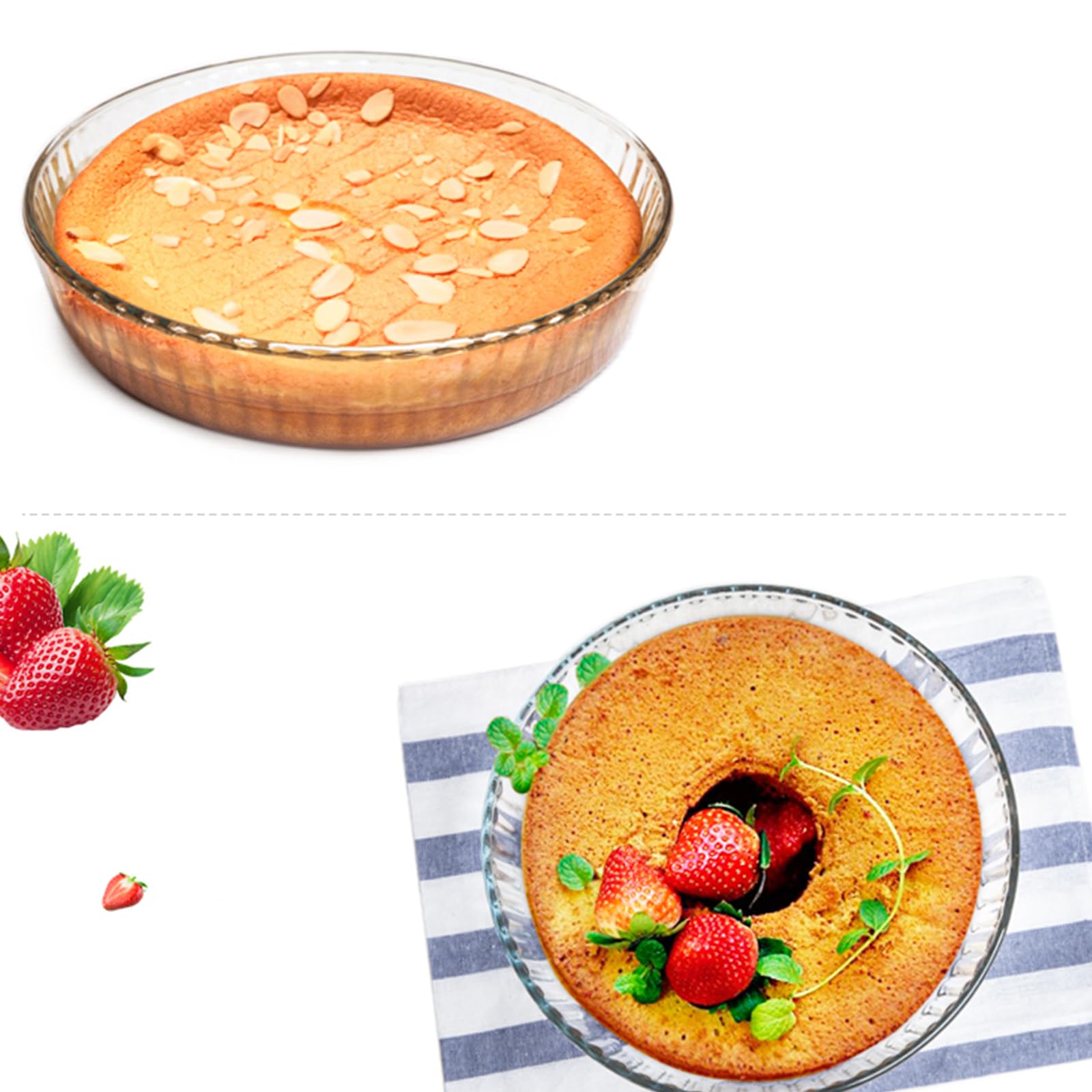 Tarta de pie ATRDTO en vidrio de 10 pulgadas, uso versátil para pasteles.