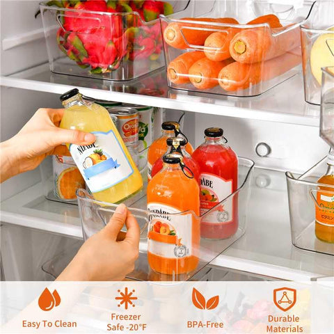 Contenedores Attelite transparentes para nevera, facilita ubicar alimentos al instante.