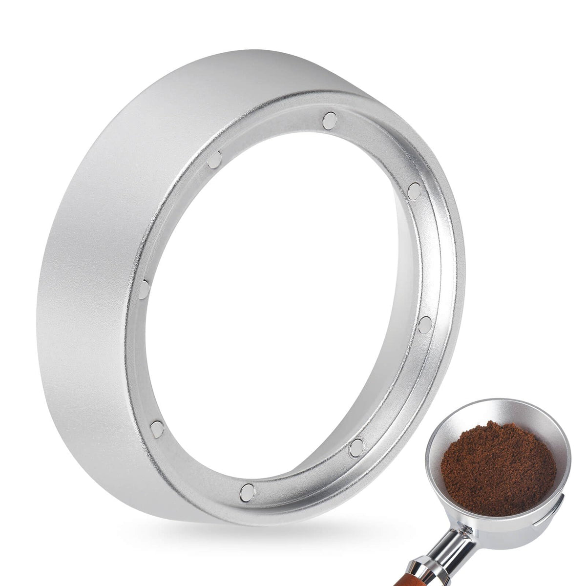 Attsky embudo dosificador 58mm sobre portafiltro para distribución uniforme del café