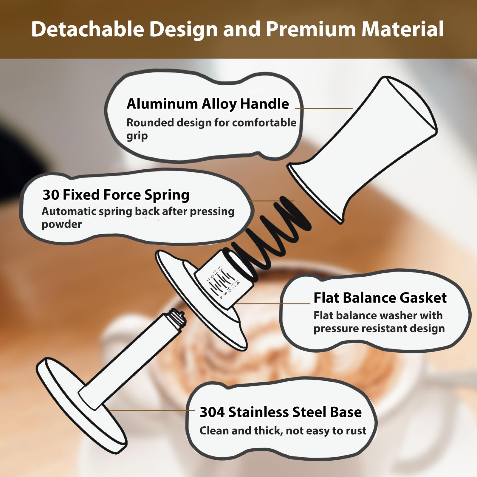 Prensador Attsky 51 mm con diseño desmontable para limpieza fácil