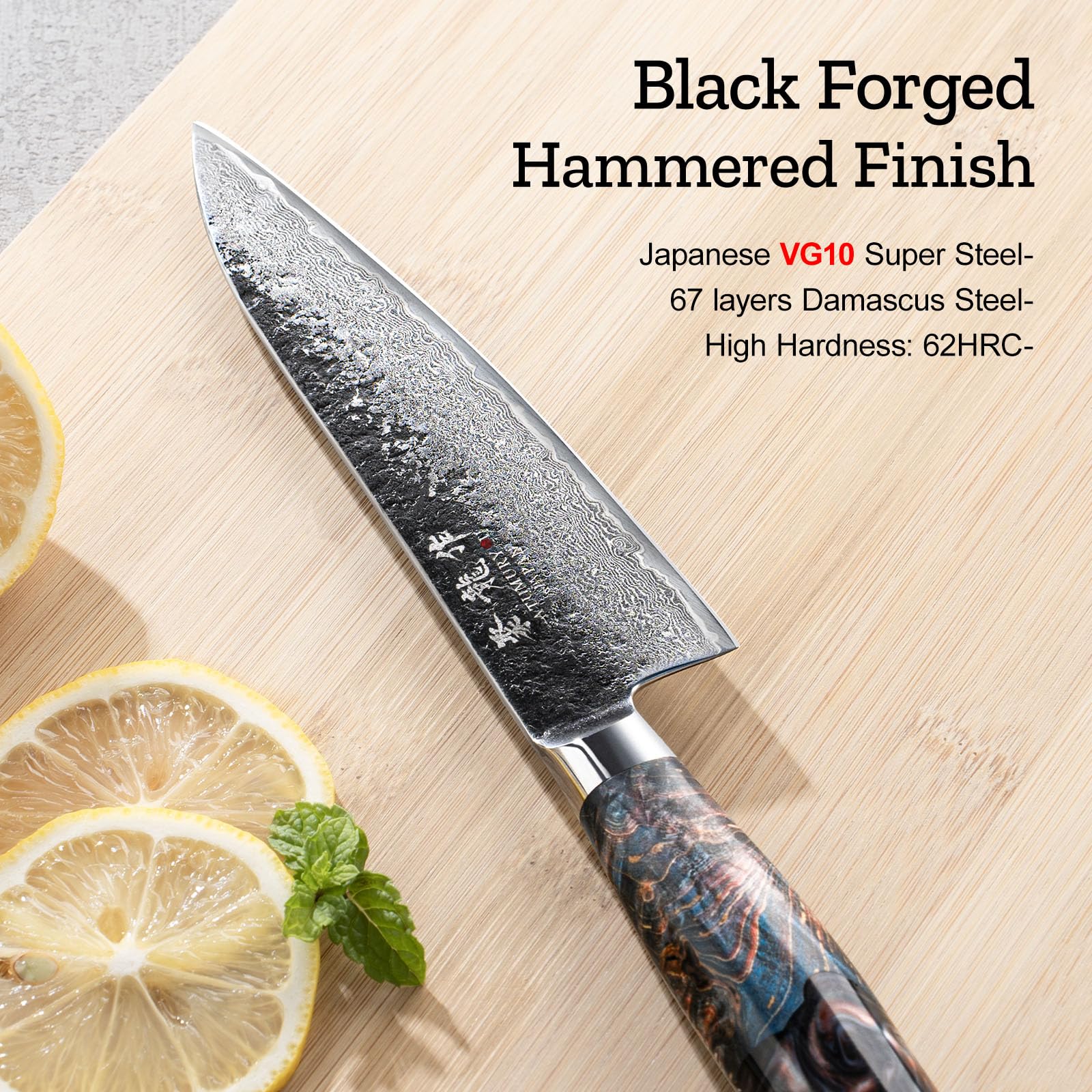 Atumuryou JPCK cuchillo con mango ergonómico y espiga completa para control estable