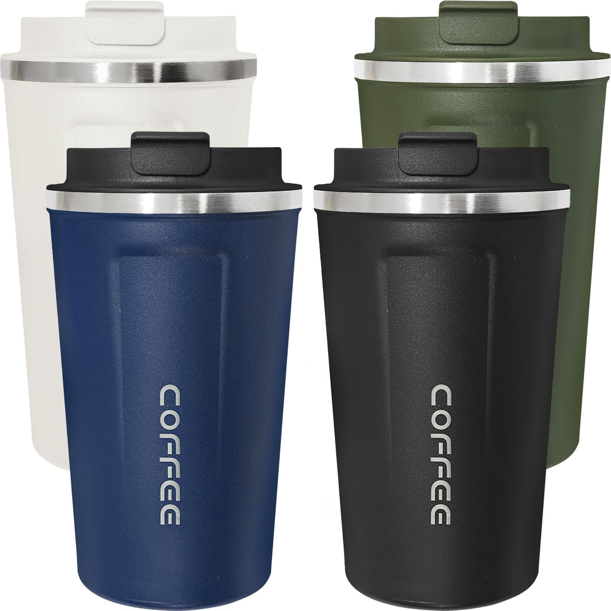 ATZNZIK juego cuatro tazas de viaje 17oz, ideal para bebidas calientes o frías.