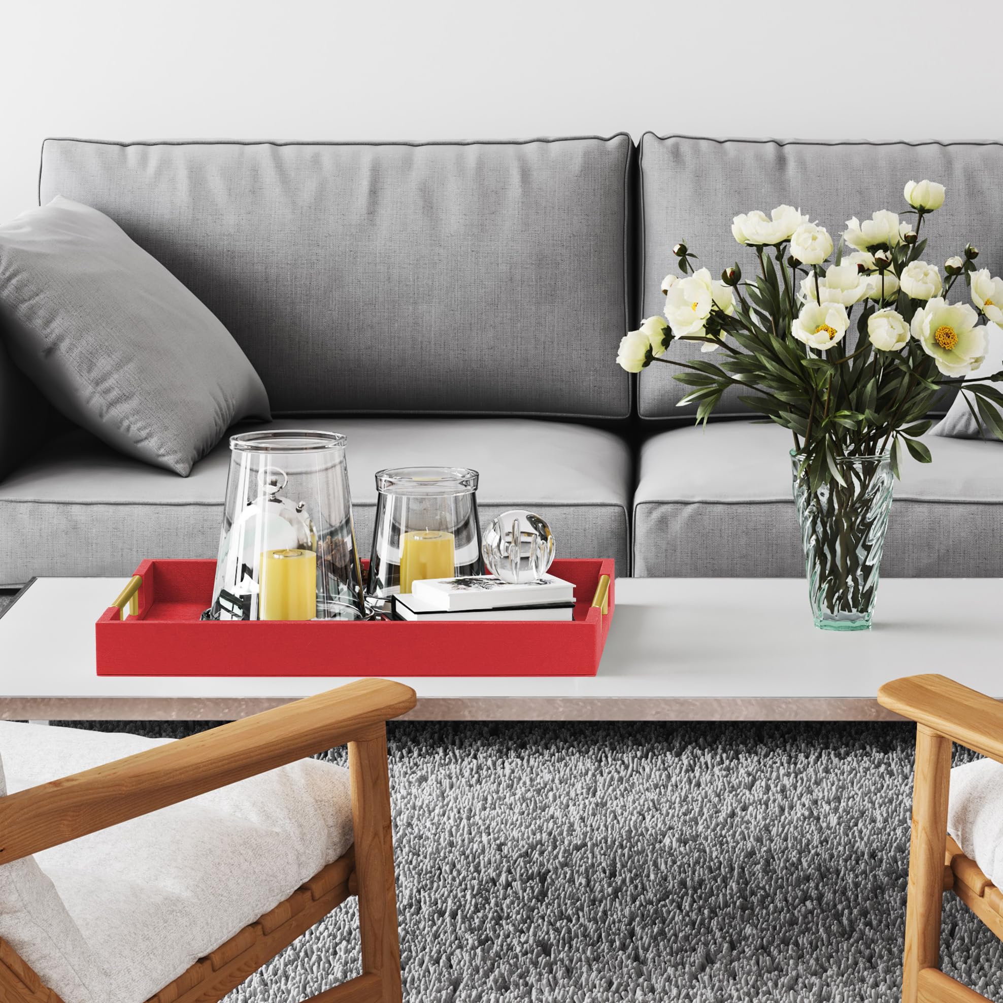 ATZYmolin bandeja roja decorativa para mesa