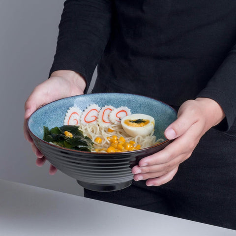 Set de ramen Auanlay azul: dos cuencos y utensilios.
