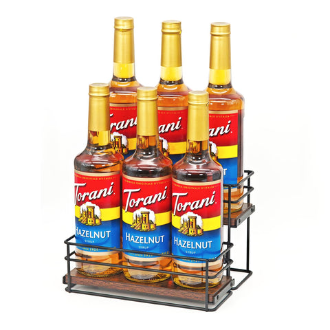 AUATRONNE estante de dos niveles para botellas de sirope, facilita la selección.