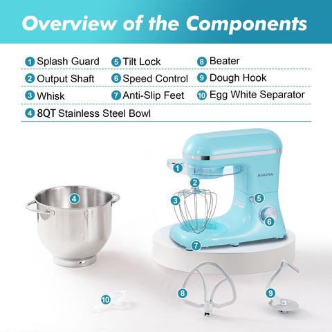 Bol de acero inoxidable 8QT de Aucma para cocina amplia.