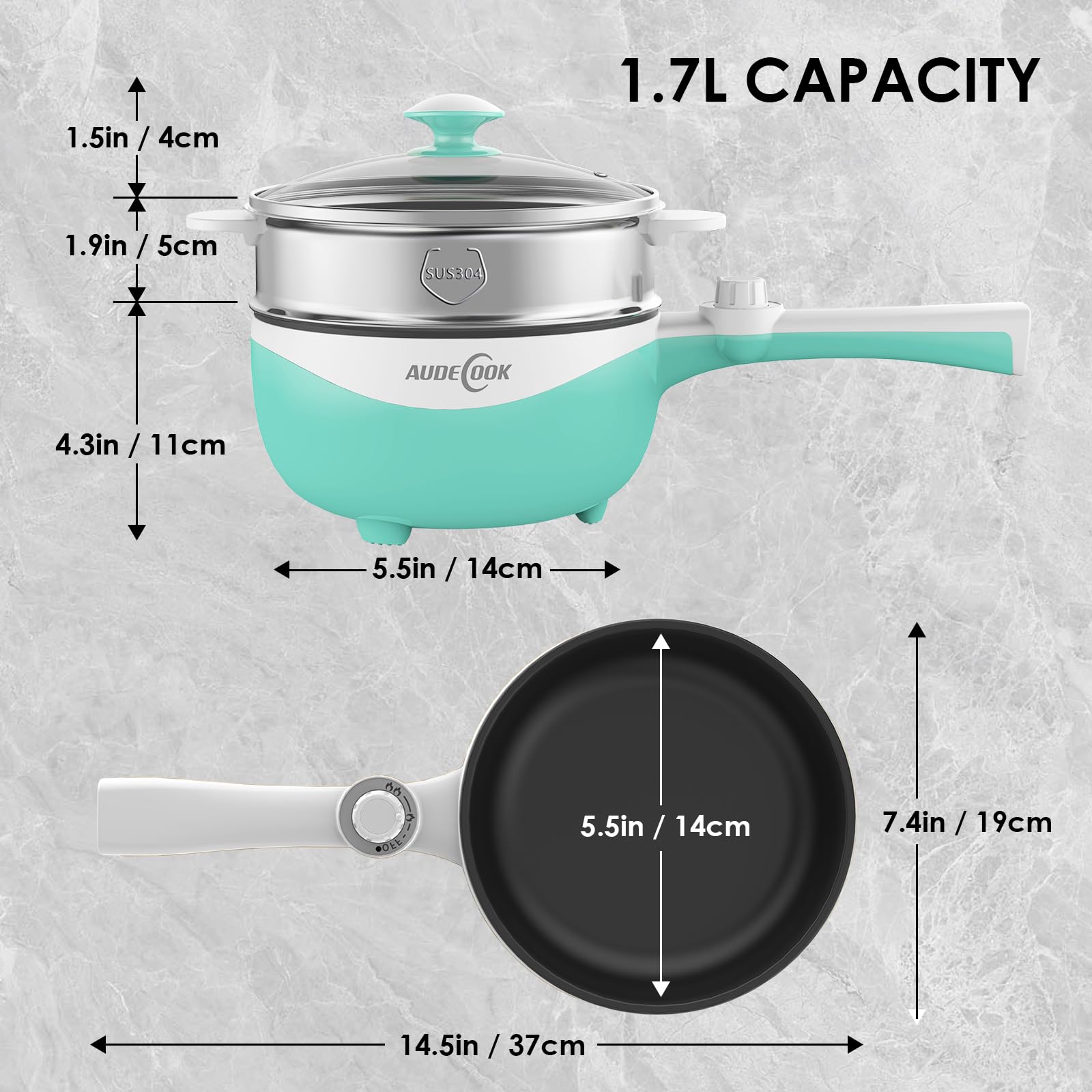 Audecook base antideslizante de tres patas para mayor estabilidad.