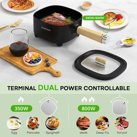 Audecook control dual de potencia para cocción precisa.