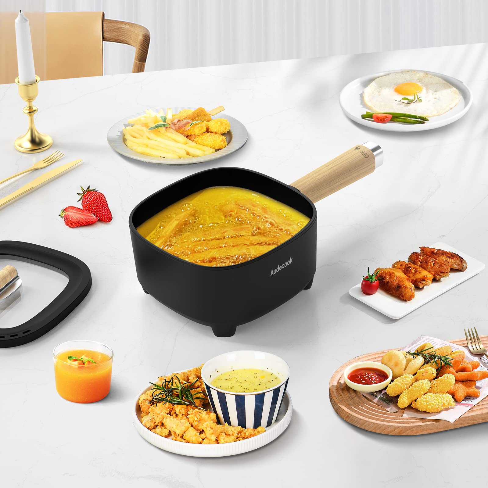 Audecook espátula de silicona incluida para seguridad en la cocción.