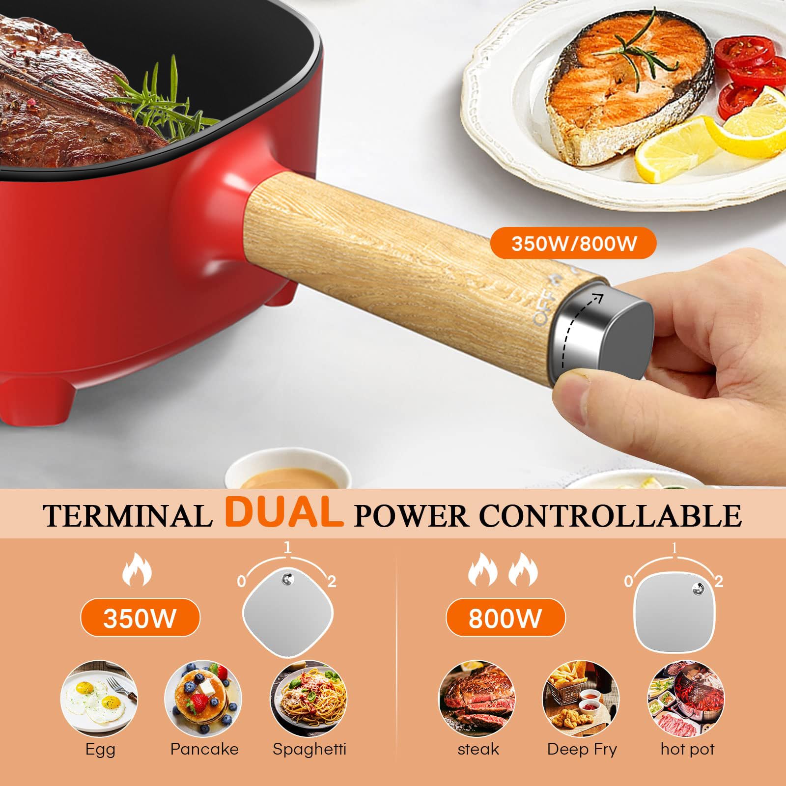 Audecook Olla 2L: panel de controles dobles para ajustar temperatura fácilmente.