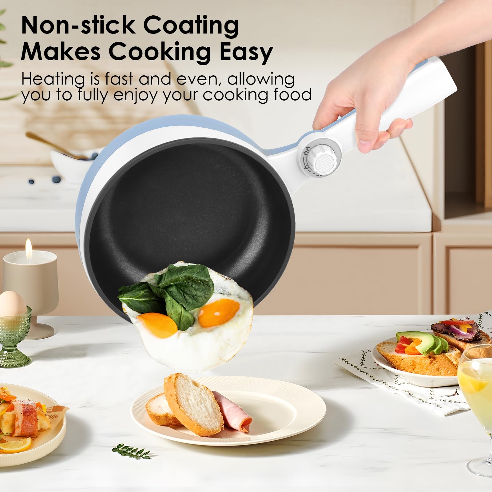 Audecook Hot Pot eléctrico, pinzas incluidas para manipular alimentos con seguridad.