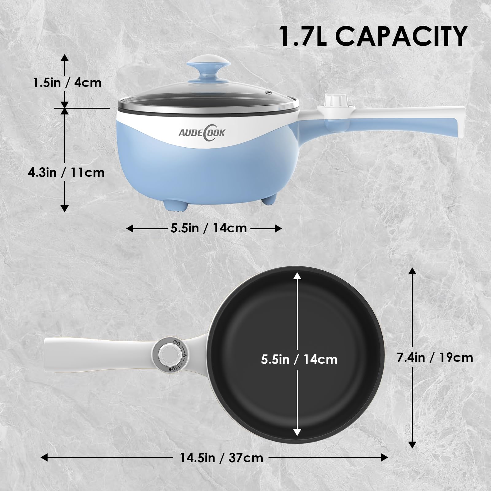 Audecook Hot Pot eléctrico, perfecta para ramén y sopas rápidas en cualquier ocasión.