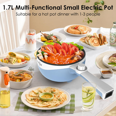 Audecook Hot Pot eléctrico, interior antiadherente facilita limpieza y cocción uniforme.