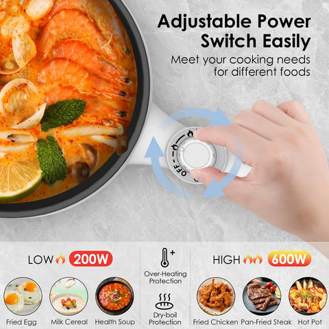 Audecook Hot Pot eléctrico, tapa de vidrio para observar la cocción sin abrir.