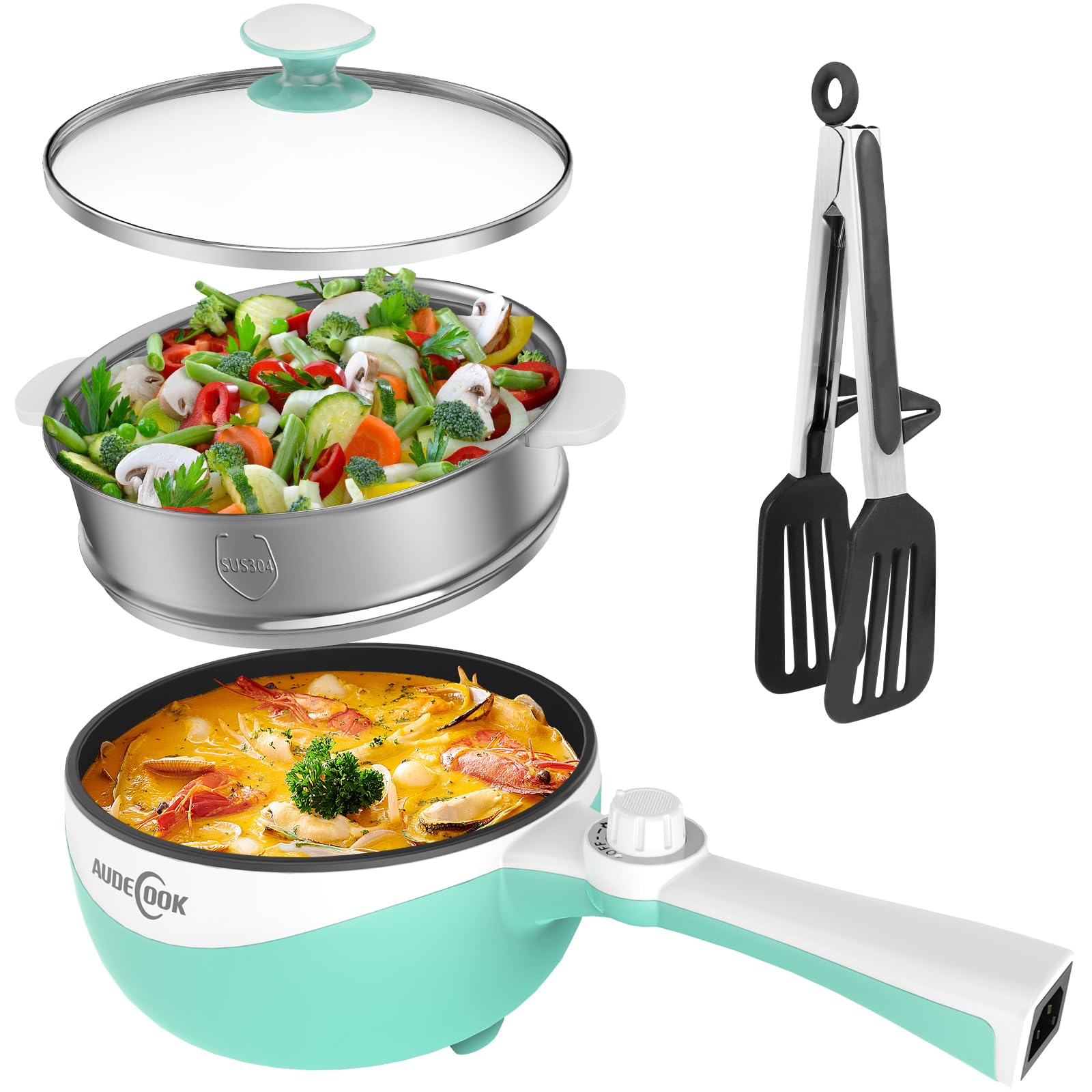 Audecook Olla eléctrica 1,7 L: capacidad ideal para cenas rápidas.