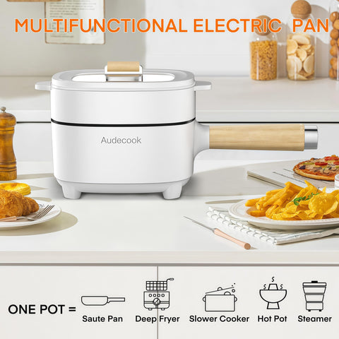 Audecook Olla eléctrica recubierta antiadherente facilita la limpieza