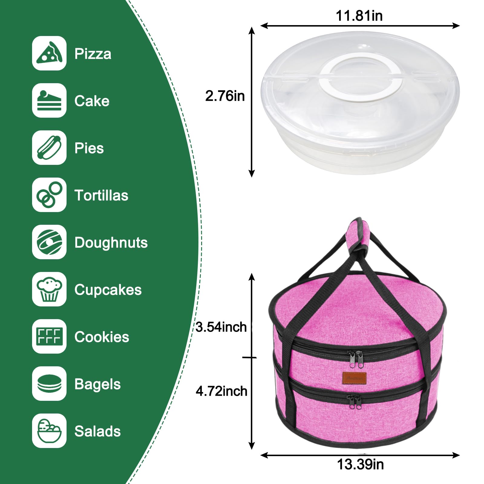 Aufind Portapie Rosa Rojo, capacidad adecuada para tartas estándar