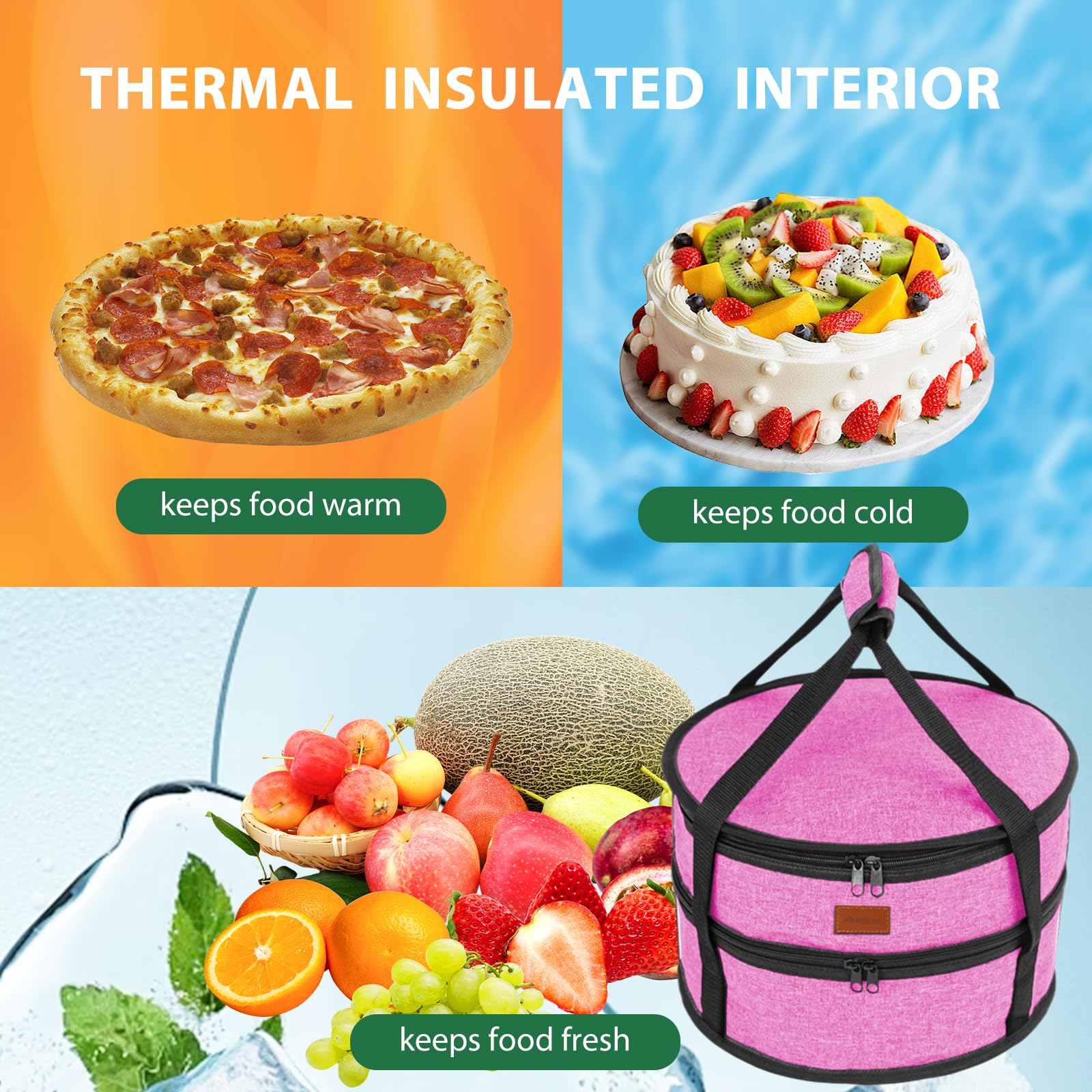 Aufind Portapie Rosa Rojo, interior espacioso para tartas completas