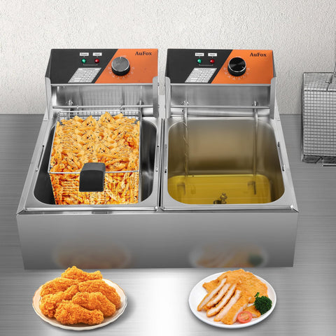 AuFox cesta de fritura intercambiable para manejar alimentos con facilidad.