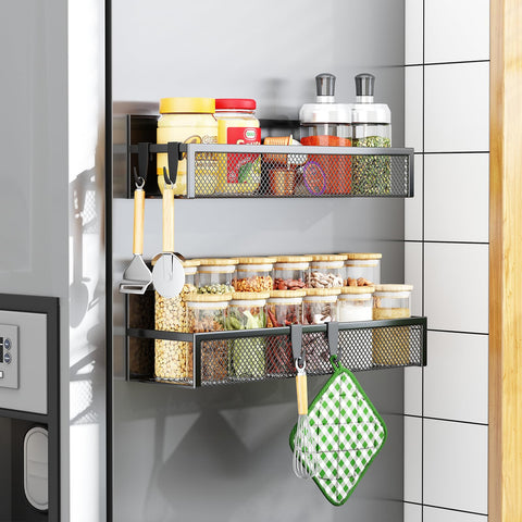 Aufworld estante magnético para nevera con almacenamiento eficiente de especias y utensilios