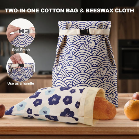 Bolsas Augine de cera de abeja, limpieza rápida y reutilizables.