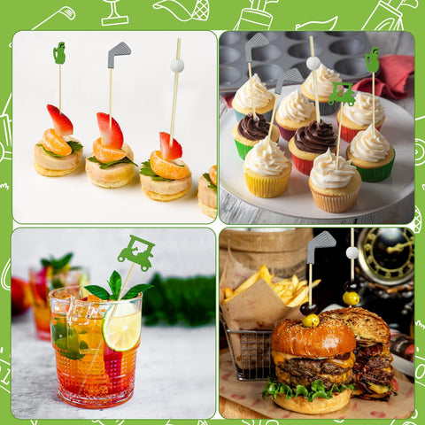 Palillos temáticos de golf Augoog para buffets y eventos.