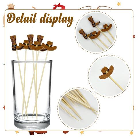Augoog palillos para aperitivos vaqueros, fáciles de insertar y sirven como decoración
