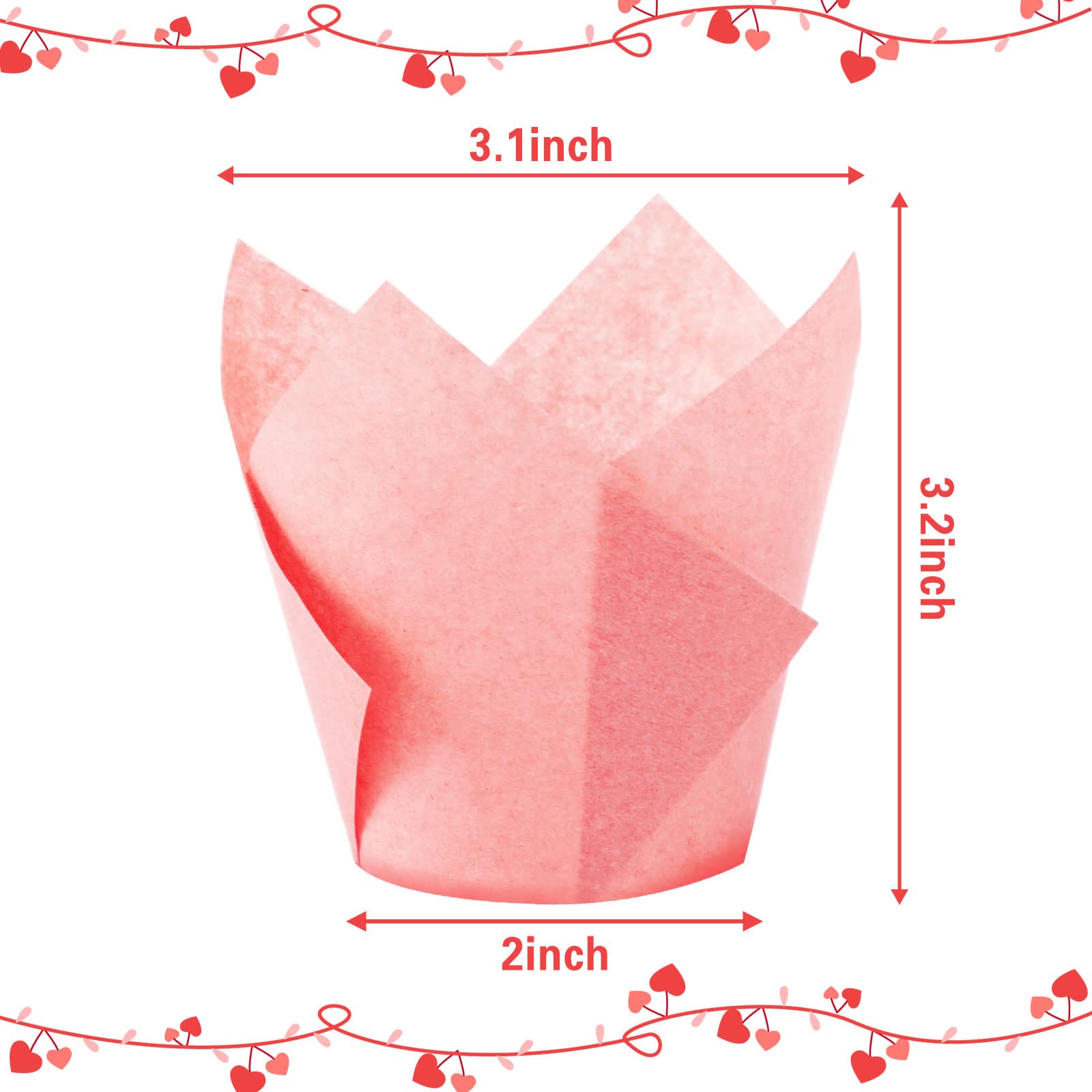 Augshy tulipán para cupcakes rosas; ideales para fiestas y repostería