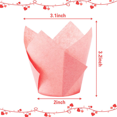 Augshy tulipán para cupcakes rosas; ideales para fiestas y repostería