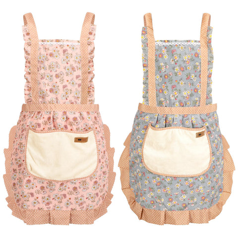 Delantal AUGSUN floral rosa con bolsillo grande para cocinar cómodamente.