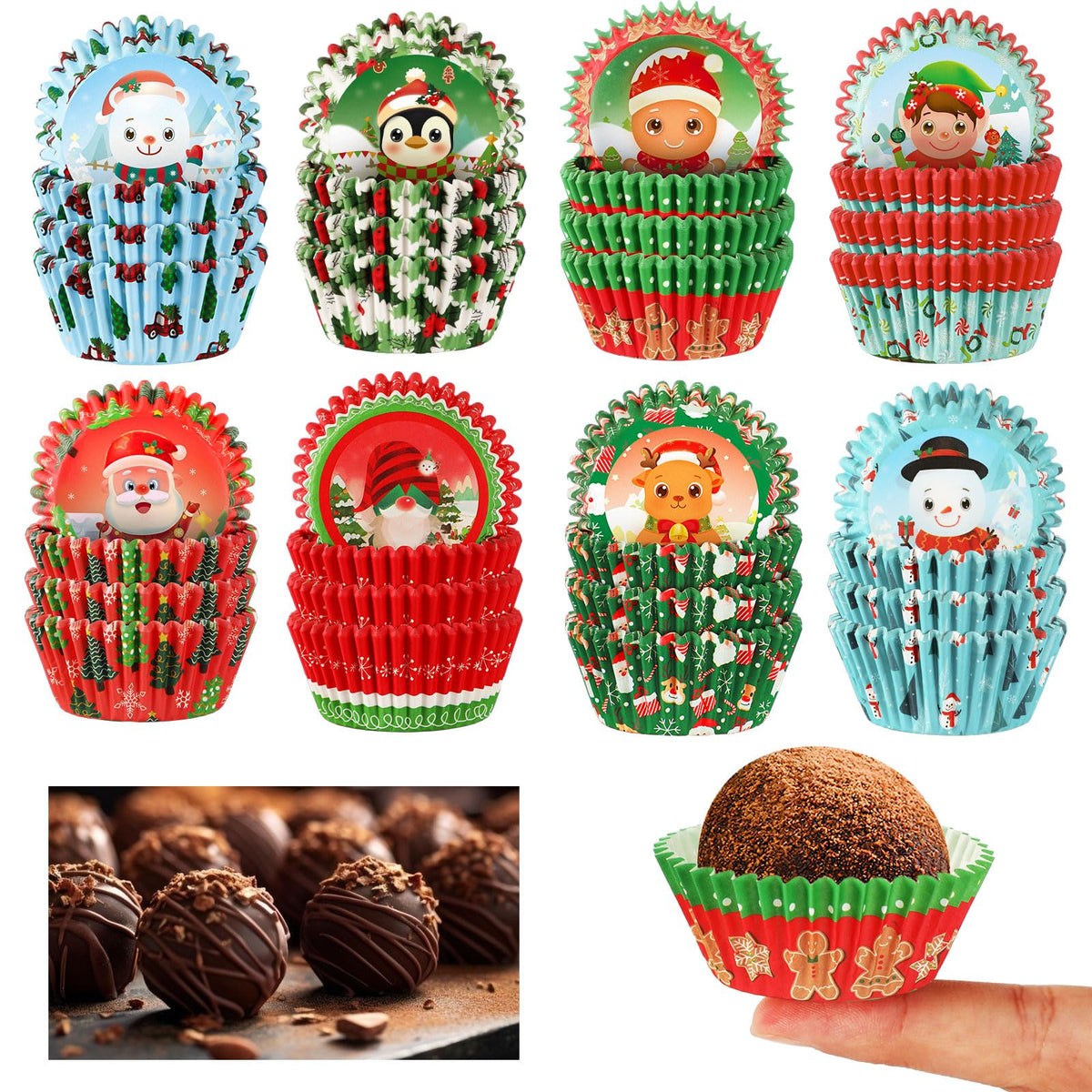 AUGSUN forros mini magdalenas con Papá Noel para cupcakes festivos