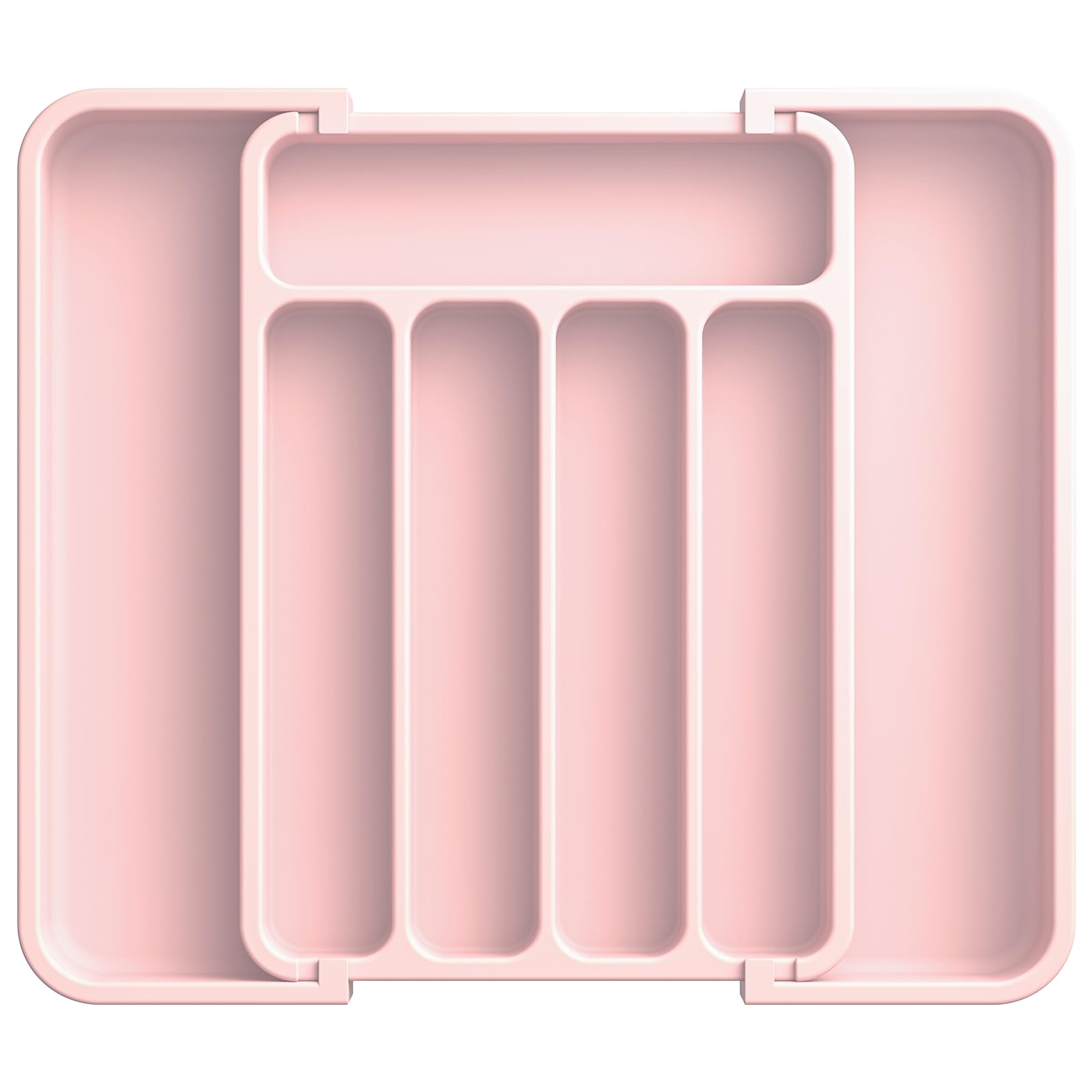 Organizador Aujen de cubiertos rosa, cajón extensible para ordenar cubiertos y utensilios.