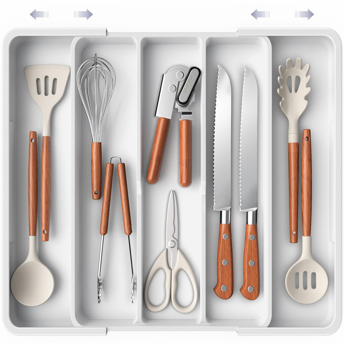 AUJEN Organizador de cubiertos extensible: acceso rápido y orden en el cajón de la cocina.