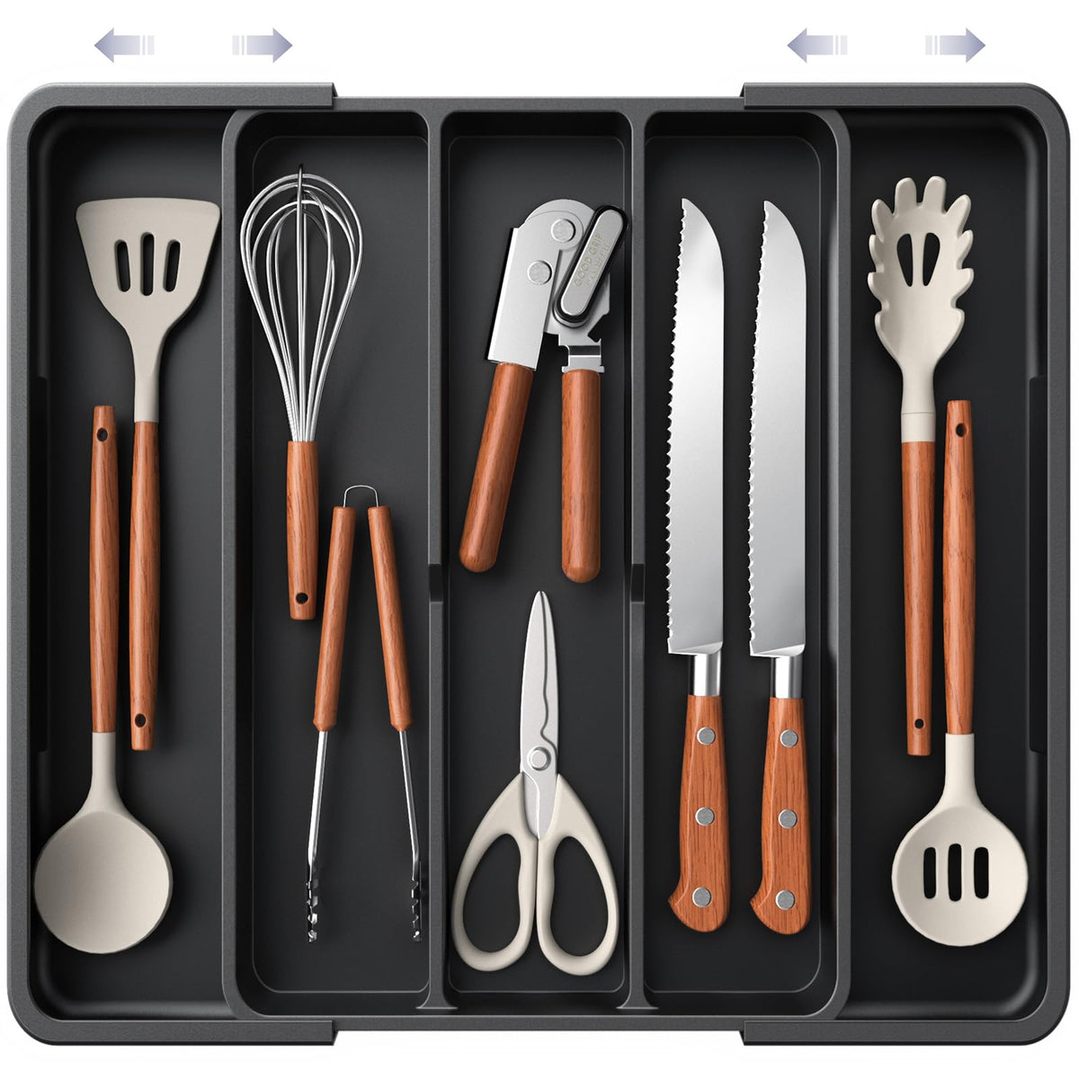 AUJEN Organizador de cubiertos extensible: mantiene cubiertos en orden y fácil acceso.