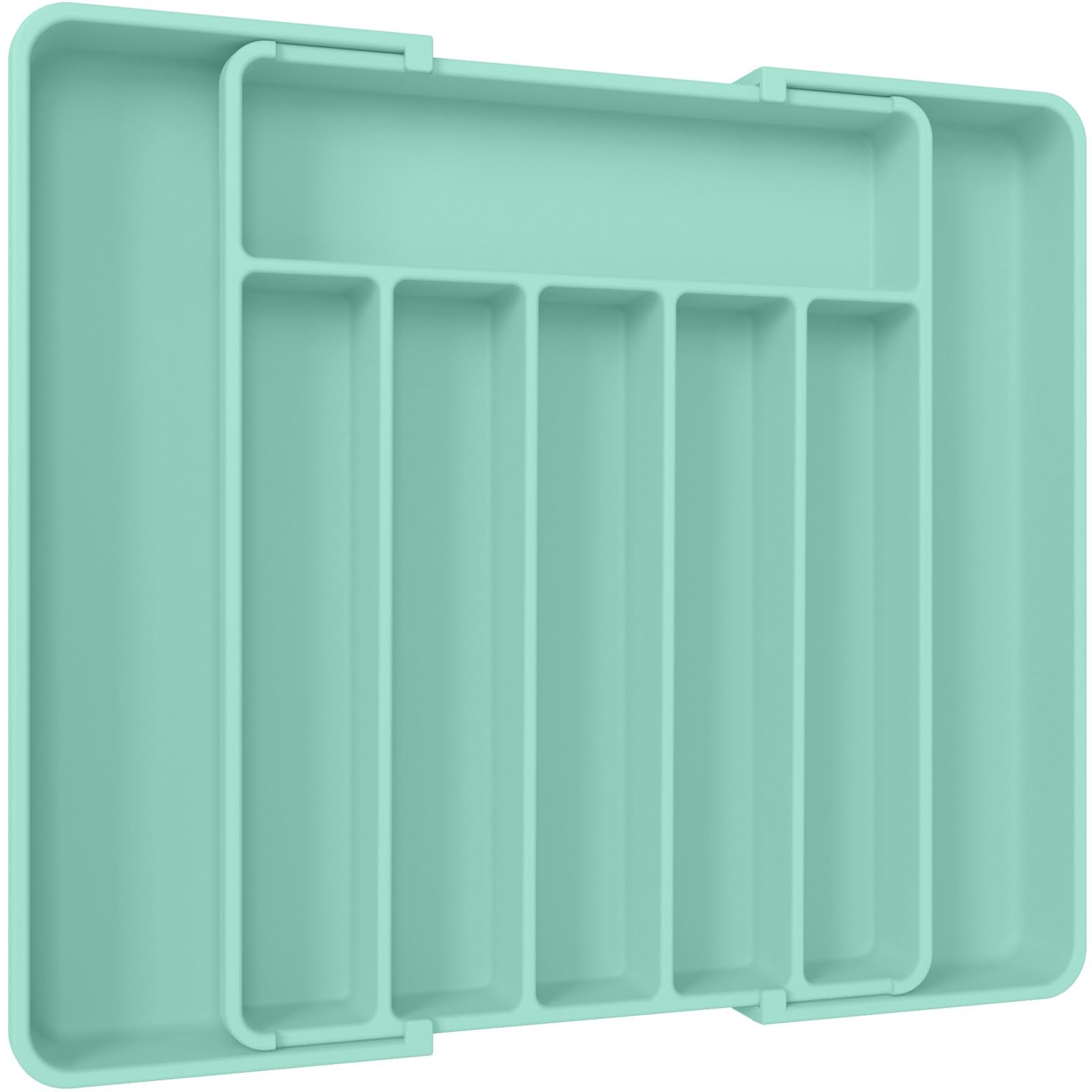 Organizador Aujen de cubiertos expandible dentro del cajón, ordenando cubiertos y utensilios con facilidad.