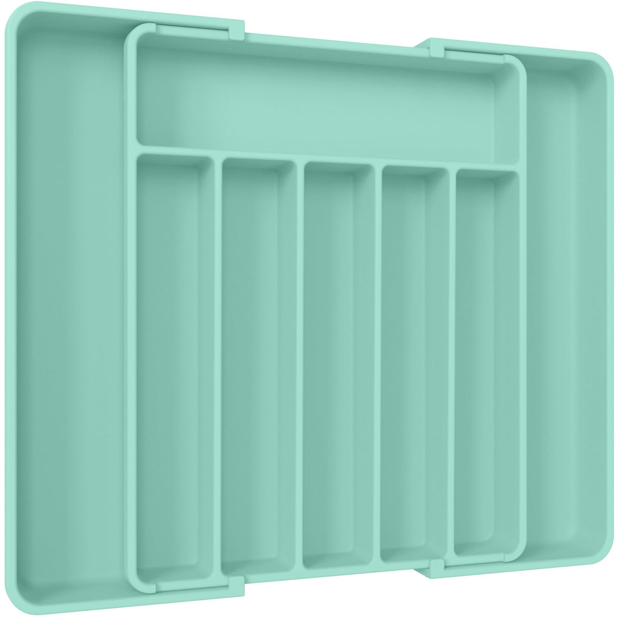 Organizador Aujen de cubiertos expandible dentro del cajón, ordenando cubiertos y utensilios con facilidad.