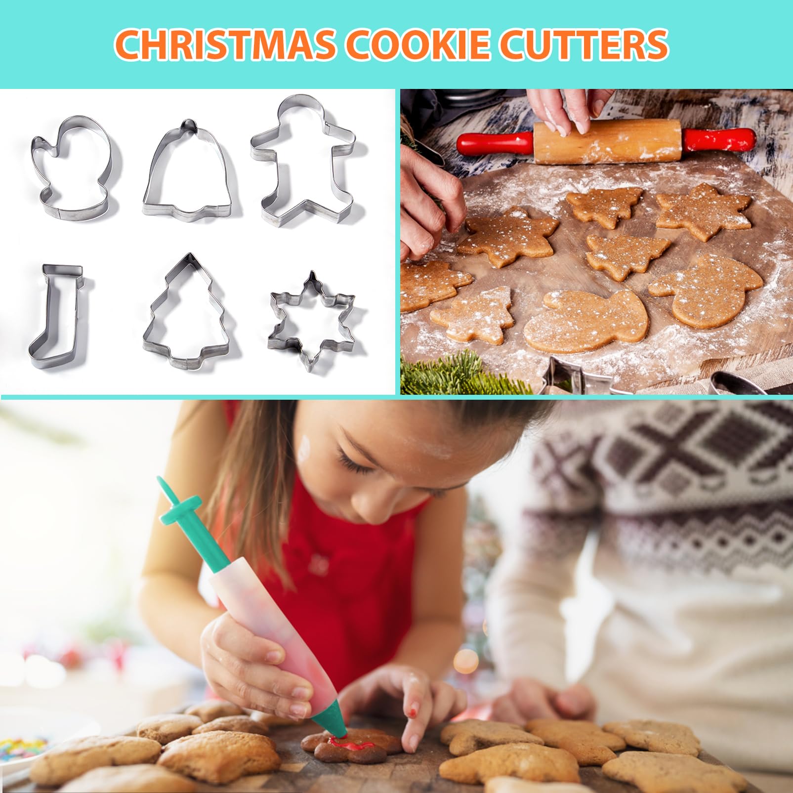 AUKOW cortadores de galletas navidad 6 para formas festivas