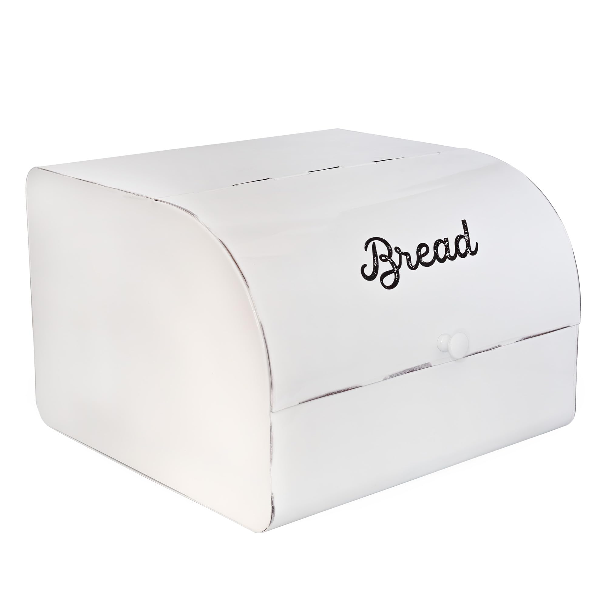 Caja pan blanca grande de AuldHome Design para almacenar pan y mantenerlo fresco.