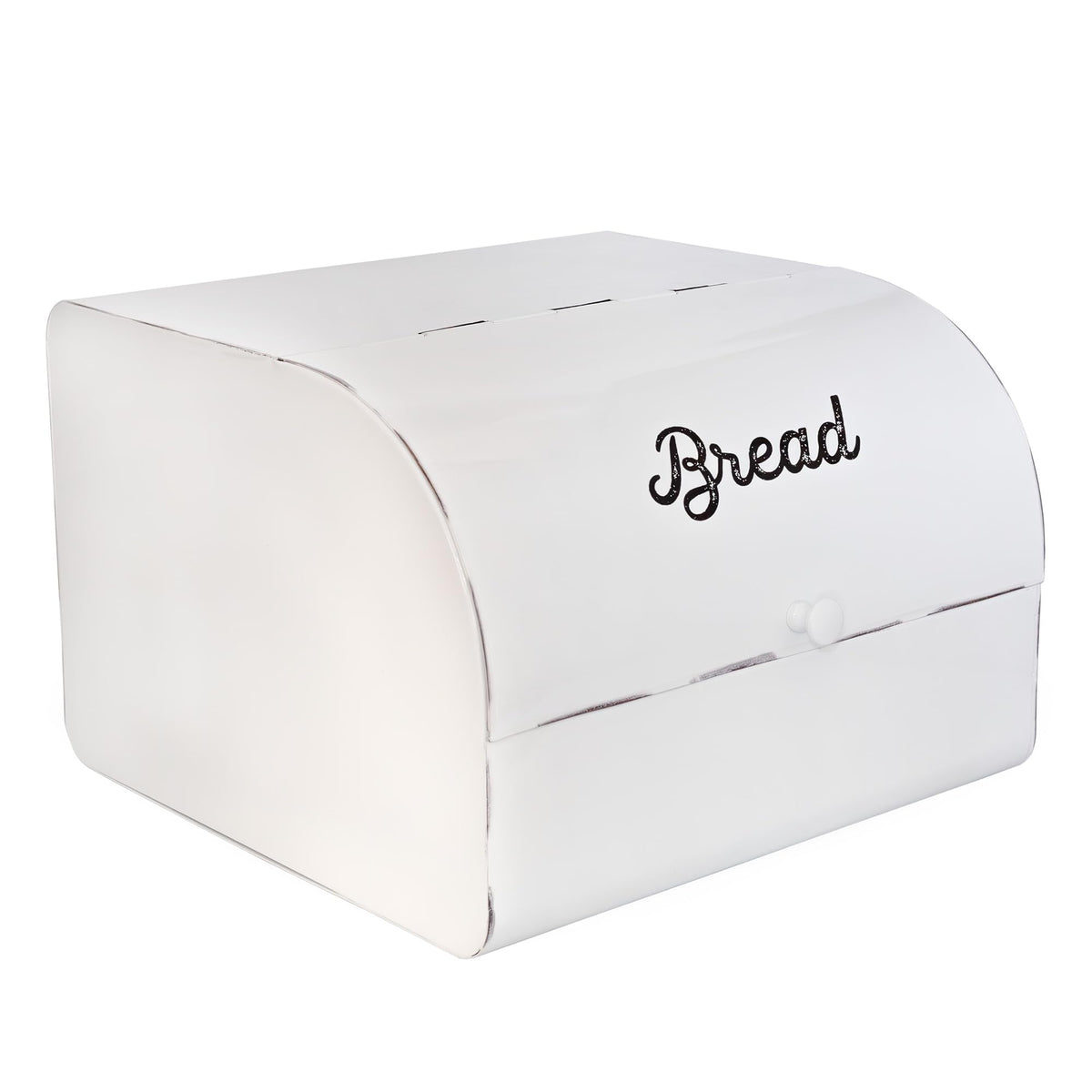Caja pan blanca grande de AuldHome Design para almacenar pan y mantenerlo fresco.
