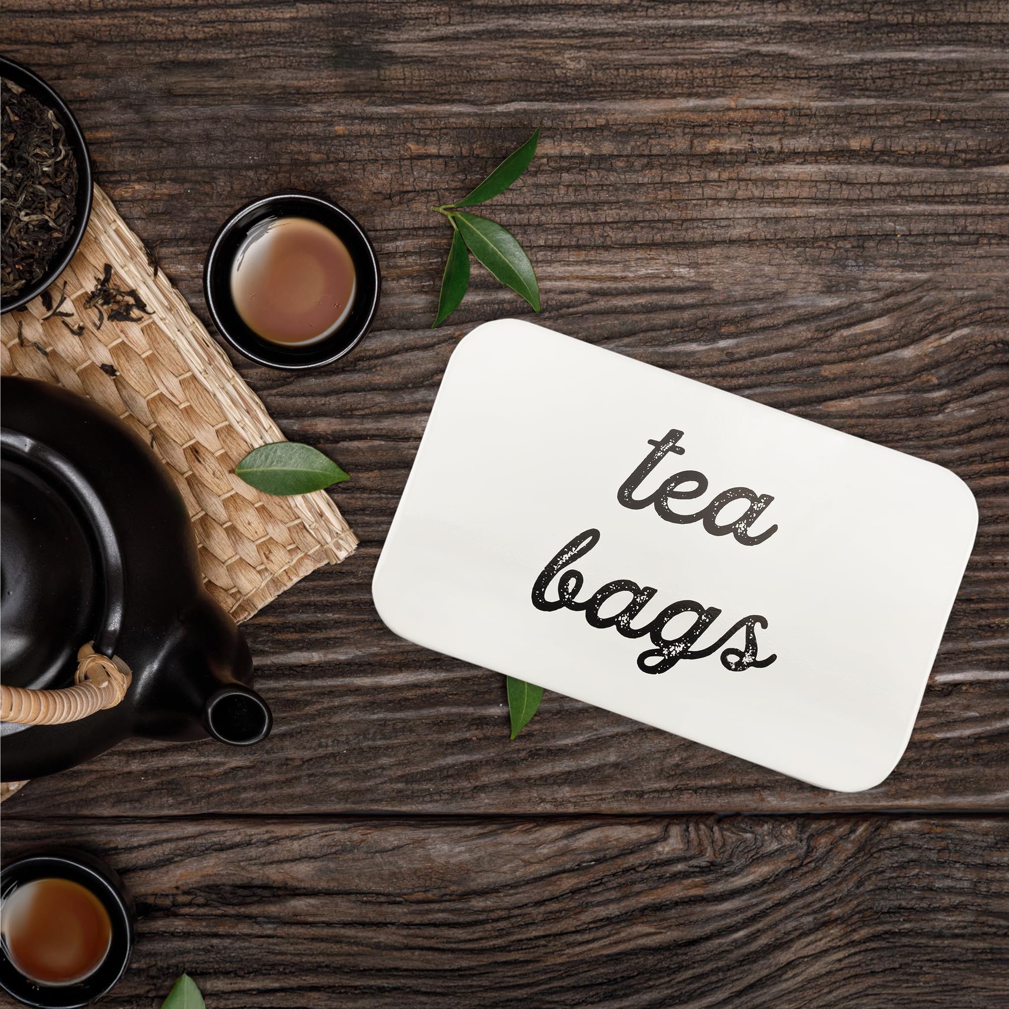 AuldHome Design Tea Box White, estilo retro para organizadores en la cocina