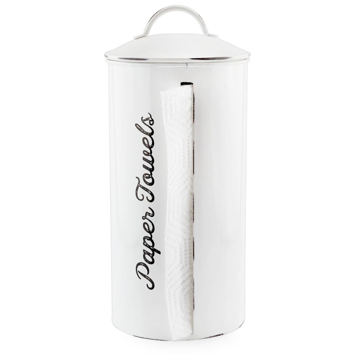 AuldHome Design Porta-papel toallas, estilo rústico blanco, mantiene el rollo limpio y al alcance.
