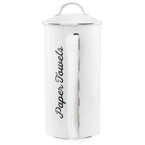 AuldHome Design Porta-papel toallas, estilo rústico blanco, mantiene el rollo limpio y al alcance.