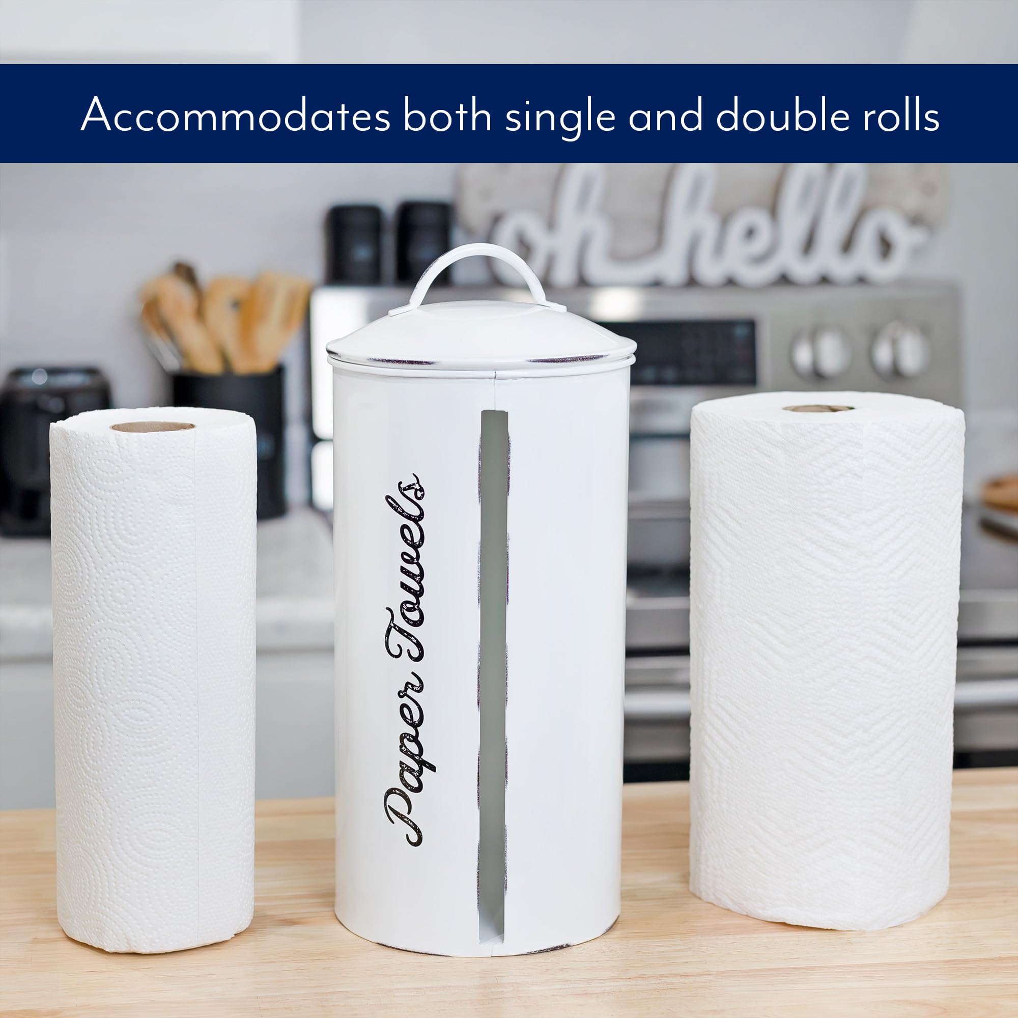 AuldHome Design Porta-papel toallas, diseño completamente cerrado para evitar salpicaduras.