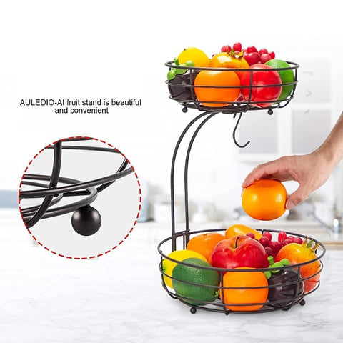 Auledio Cesta Frutas Diseño Hierro Forjado Bronce, estilo duradero