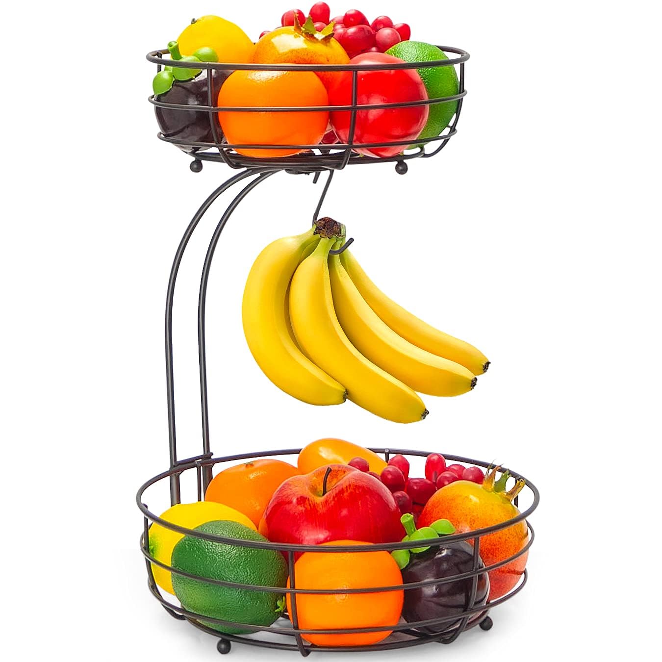 Auledio Cesta Frutas Dos Niveles Bronce: organización elegante en la encimera