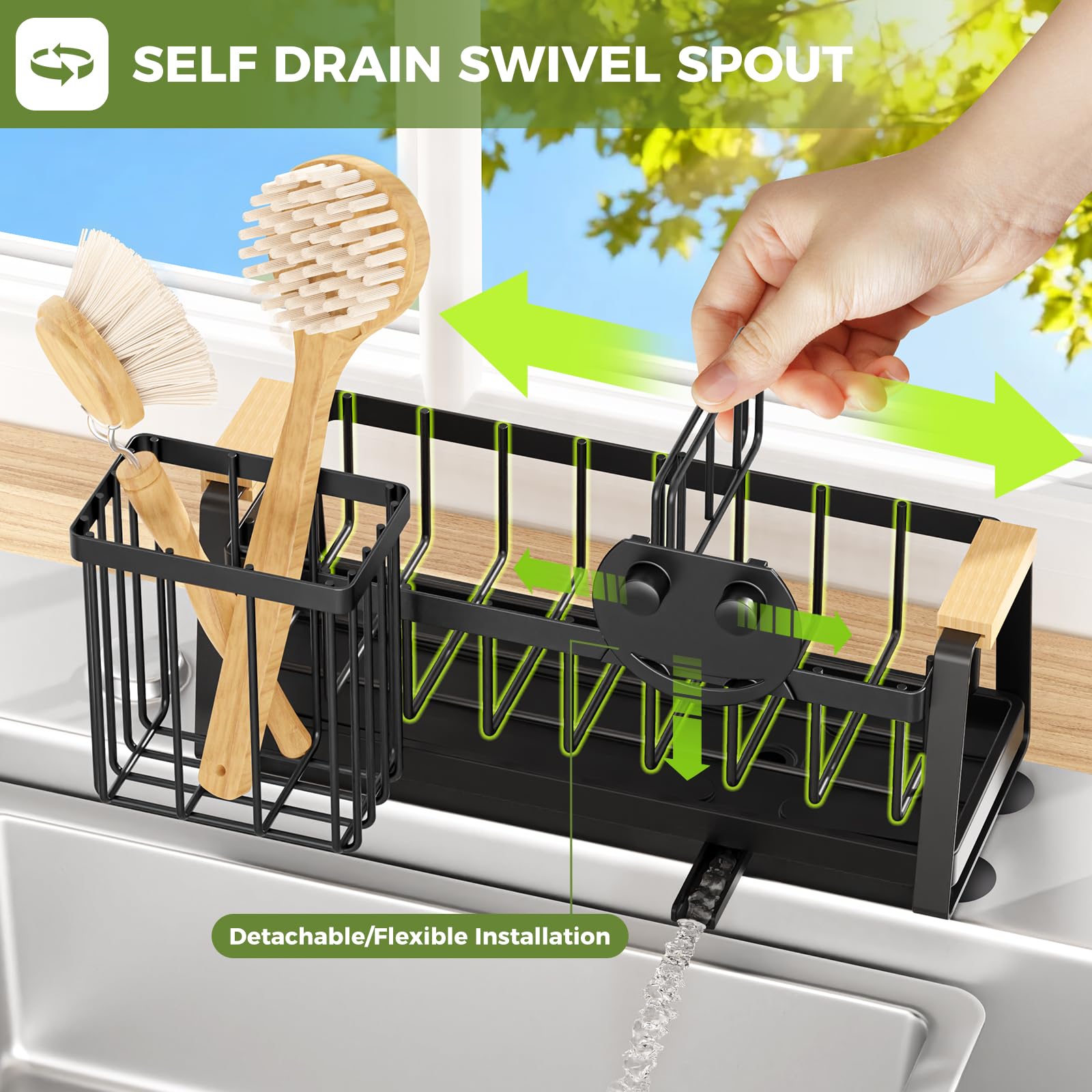 AUMOVAWA Organizador Multifuncional: uso en cocina y baño para esponjas y cepillos.